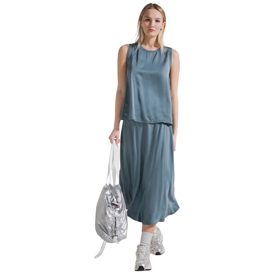 Top in satin con dettaglio arricciato verde da donna Deha | D4246057620